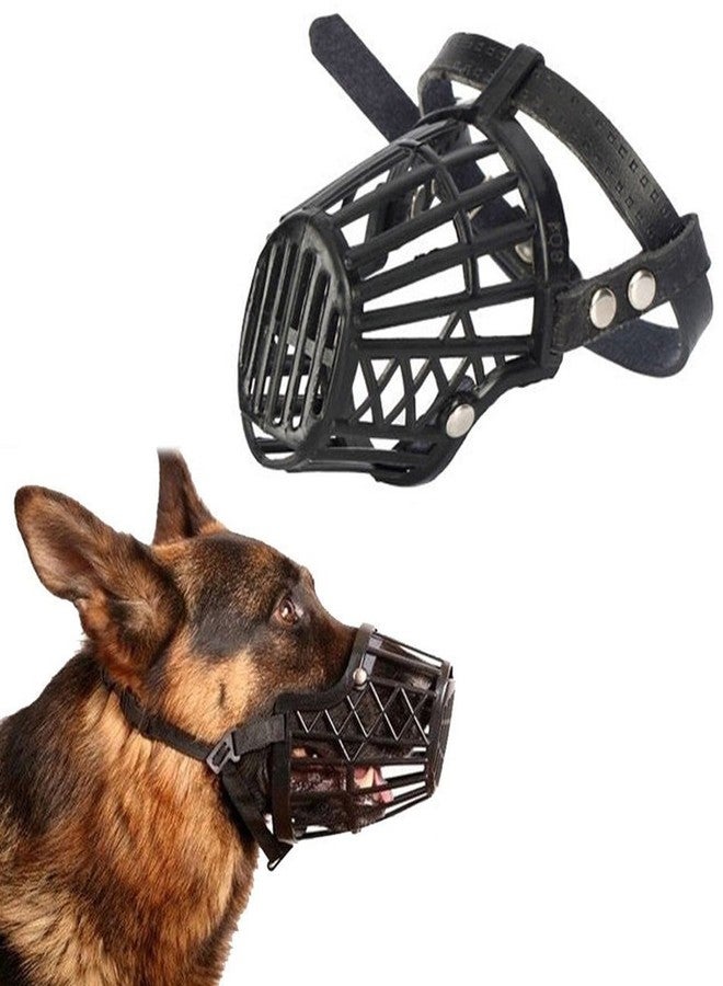 Sage Square Adjustable Strap Muzzle Cum Mouth Cover Cum Basket Cage Cum Pet Safety Collar for Dog/Puppy/Cat (Black) (Large) - Image 1